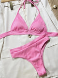 3 Colors Sexy Bikini Women Swimwear Swimsuit Push Up Pit Striped High Waist Solid Bikinis Set Bathing Suit Beach Bikini Female