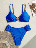 S - XL Metal Shell Halter Female Swimsuit High Waist Bikini Women Swimwear Two-pieces Bikini set Bather Bathing Suit Swim Lady