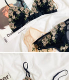 MOYISU French Lace Bralette Set for Small Breasts No Underwire Summer Bras Sexy Triangle Bra Petite Girls, Pure Desire Lingerie