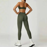 Women's Yoga 2-Piece Hip Lifting Tight Fitting Naked and Beautiful Back Set Outdoor Sports and Leisure Running Fitness Suit