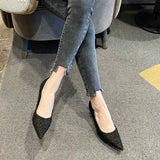 Fashion Tweed Cloth Stiletto Heel Pumps Women Elegant Pointed Toe High Heel Shoes Woman Brand Thin Heeled Party Dress Shoes