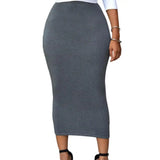 Women Skirt Solid Color Elastic Bodycon High Waist Mid-calf Length Sheath Skirt No Constraint Match Top Comfortable Dating Skirt
