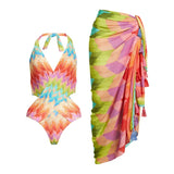 2025 New 2PC Push Up Women Bikini Set Skirt Floral Printed Bikinis Strappy Bandage Swimwear Brazilian Biquini Bathing Suit