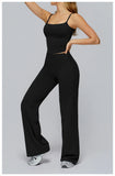 Yoga Suit Gym Fitness Set Hanging Neck Slim Sports Tank Top High Waist Wide Leg Pants Tracksuit Outdoor Running Athletic Wear