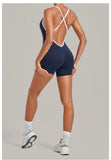 Women's Seamless Yoga Jumpsuits Fitness Sports Gym Hip-lifting Sleeveless One-piece Backless Workout Training Shorts Jumpsuit