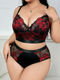 Women’s Hot Selling Plus Size Lingerie Set, Sexy Lace Embroidered Push Up Bra, Big Bust Floral Pattern Set