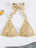 Shiny Sequins Bikinis 2025 Metal Chains Bikini Women Swimwear Female Swimsuit Two-pieces Bikini Set Bathing Suit Swim Beach Wear