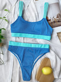 Sexy Splicing Ribbed Bikinis High Waist Bikini 2026 Female Swimsuit Women Swimwear Two-pieces Bikini Set Bathing Suit Swim Lady