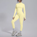 Women's Seamless Yoga Sets Sports Fitness Zipper Long-Sleeve Jacket Slim-fit Hip Lift Pants Suits Workout Training Gym Sets