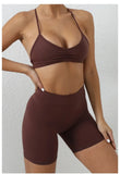 Women's 2-Piece Yoga Sets High Waist Seamless Shorts  Hip-Lifting & Backless Gym Leggings Quick Dry Workout Fitness Suits