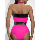 Sexy One Piece Swimsuit Swimwear Women Hollow Mesh Patchwork Halter High Waist Beachwear Bathing Suit 2026 Maillot De Bain Femme