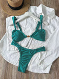 Sexy Metal Shell Ornament Bikini Set 2026 Women Hot Pink Pleate Push Up Bra Thong Swimsuit Summer Bathing Suit Micro Swimwear