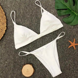 New Sexy Padded Brazilian Bikini Women Swimwear Female Swimsuit Two-Pieces Bikini Set Solid Bather Bathing Suit Swim Lady V64A