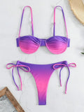 Underwired Gradient High Cut Bikini Female Swimsuit Women Swimwear Two-pieces Bikini Set Micro Thong Bathing Suit Swim Beachwear