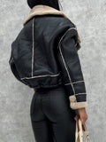 Women Winter Jacket Solid Color Street Coat Long Sleeve Zipper Closure Patchwork Warm Outwear with Pockets