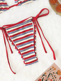 DEKA New Summer Brazilian Swimwear Women's Red Sexy Push-Up Two-Piece Swimsuit Bathing Suit Micro Beachwear Stripe Bikini Set