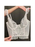 Tanga Dentelle Française Noël Pure Desire Transparent Fente Haute Sans Retirer Érotique T Pant Confort Taille S-XL MOYISU AB
