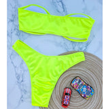 New Sexy Bandeau Strapless Bikini Female Swimsuit Women Swimwear Two-pieces Bikini set Padded Bather Bathing Suit Swim V4647D