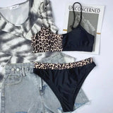 2026 Sexy Bikini Women Swimwear Swimsuit Leopard Patchwork High Waist Bikinis Set Bathing Suit Beach Bikini Trajes De Bano Mujer