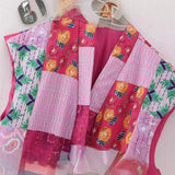 Women's Sleeveless Printed Strap Vest Embroidered Quilted Vest Women Floral Patchwork Gilet For Casual Wear Fashion Elegant YPGD