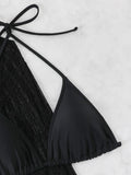 Women micro mini halter bikini sets 4 pieces with ruffles perspective cover tops and skirt swimsuit bathing suit beach outfits