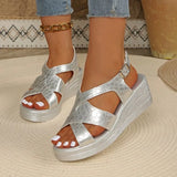 2026 Arrival 8cm Women Platform Wedge Sandals Summer Fashion Buckle Casual Comfortable Heeled Walking Sandals