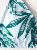 New Summer Women Geometric Print 3 Pieces Swimsuit Drawstring Mesh Bodysuit+Micro Bikini Swimwear Push Up Bathing Suit Beachwear