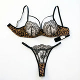 A Black Sexy Lingerie Set, Combining Leopard Print and Floral Patterns, Combining Allure and Sensuality ZA825120
