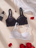 2Pcs/Set Lace Bra for Women Sexy Underwire Push-Up Bra Breathable Mesh Thin Soft Lingerie Adjustable No Lining Women's Bra