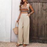 Phantasy Bohe Jumpsuit Women Casual Strap Embroidery Long Pants Fashion Sleeveless Jumpsuit Lady Summer Vacation Streetwear