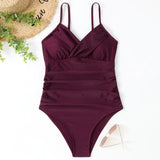 S - XXL Sexy Wrinkled One Piece Swimsuit Women Swimwear Female Monokini Swimsuits 2025 Bathing Suit Swim Beach Wear Bodysuit