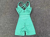 Adjustable double straps Open back  V shape back design Scrunch butt No front seam Flatlock Inseam  Removable pads BODYSUIT