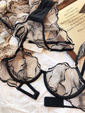 wholesome but hot French Lace Bra Set Flower Embroidery Ultra Thin Push Up Wirefree Niche Comfort CA Delivery S-XL MOYISU 32-38