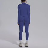 Women's Seamless Yoga Sets Sports Fitness Zipper Long-Sleeve Jacket Slim-fit Hip Lift Pants Suits Workout Training Gym Sets