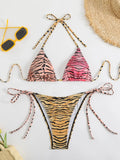 2026 Halter Triangle Bikinis Printed Swimsuit Women Sexy String Swimwear Female Bathers Swimming Bathing Swimming Swim Suit