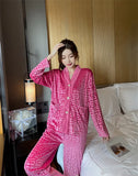 Autumn and winter new gold velvet pajamas V-neck Korean velvet sweet and sexy lace home clothes