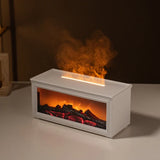 1PC Simulated Flame Fireplace Aroma Diffuser with Colorful Night Lights, 3-level Timer, USB Powered Air Humidifier