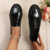 Plus Size 42 Slip On Pu Leather Shoes Women Lightweight Comfortable Office Women' Flats Shallow Mouth Soft Sole Casual Shoes