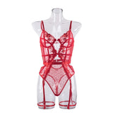 Toucheart Lace Sexy Skinny Babydoll Bodysuit Embroidery Erotic Private Adult Suit Solid Color Patchwork High Waisted Sexy Set