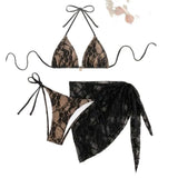 Bikini swimsuit three-piece European and American ins style sexy lace women's strappy swimsuit for women