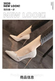 High Heels Women with  Spring and Autumn Pointy Women's Shoes Dress Wedding Shoes Temperament Banquet Single Shoes