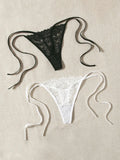 2pcs Low Waist Lace Thong For Women Sexy Panties Comfortable Underwear Female Underpants Lingerie C847