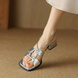 2026Summer New Model Fashion Middle Heeled Women's Sandals Black Buckle Open-toe Comfortable Hollow-out Women's Shoes High 3.5cm
