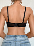 Floral Lace Push Up Women Bra Sexy Deep V Breathable Mesh Everyday Lingerie Thin Cup Adjustable Straps Underwire Bra