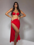 Sexy Shell Bikini Set With Skirt Women Two-Pieces Swimsuit 2024 New High Fork Skirt Set Biquini Swimwear For Girl Clothing