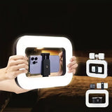 new Handheld Ring LED Rechargeable Fill light Portable Mobile Phone Live Broadcast Photography Desktop Rabbit Cage Selfie Light