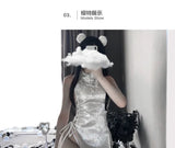 Women Sexy Chinese Traditional Cheongsam Qipao Dress Lingerie High Split Bandage Mini Uniform Dresses Costumes