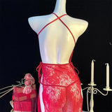 Women Lingerie Lace Underwear Transparent Erotic Costumes Red Split Sexy Dress For Sex Lady Sleepwear Plus Size Nightdress