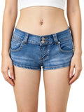 Fashion Women's Mini Denim Shorts with Pockets Skinny Low Rise Jean Shorts for Daily Club Y2K Sexy Hot Short Pants Summer