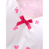 Women's Sleepwear Underwear Rose Lace Bow & Heart Print  Sleep Dress Sexy Pijamas Set  V Neck  Pajamas Mini Nightgowns Hot Dress